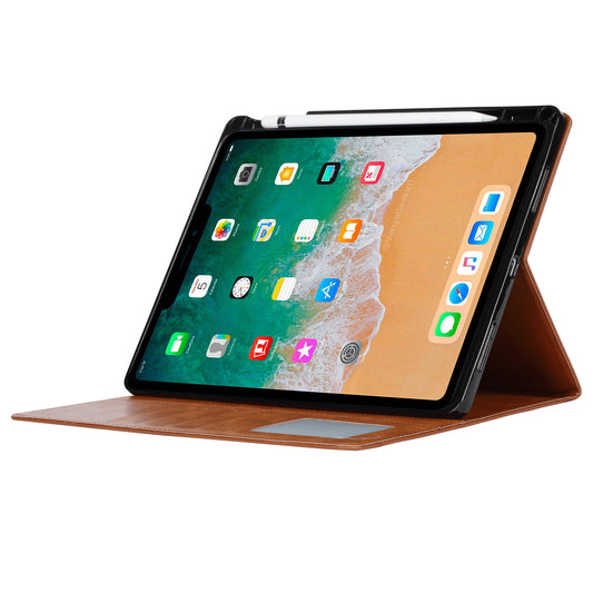 Elevate your iPad Pro 12.9-inch (3rd, 2018) with our handcrafted leather folio case. Designed for the modern professional, it combines vintage aesthetics with rugged functionality. Shock resistant, leather wallet with 5 card slots, 2 note slots,1 big pocket, magnetic closure and built-in pencil slot.