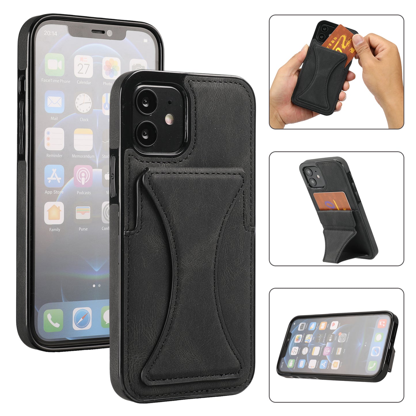 Apple iPhone 12 Pro Leather Cover Dream Clip Stand with Card Holder Fashion