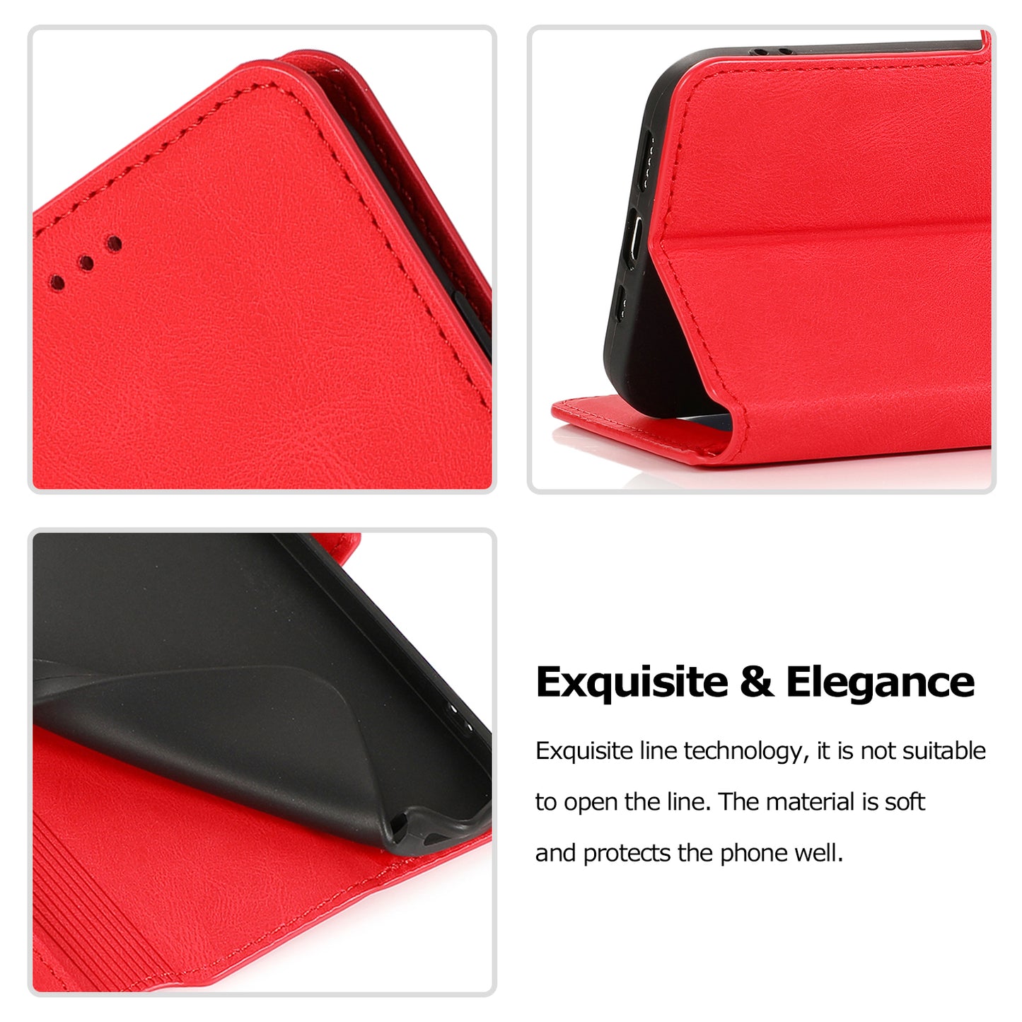 Apple iPhone 13 Mini Leather Case Short Buckle Wallet Stand Exquisite Retro Slim
