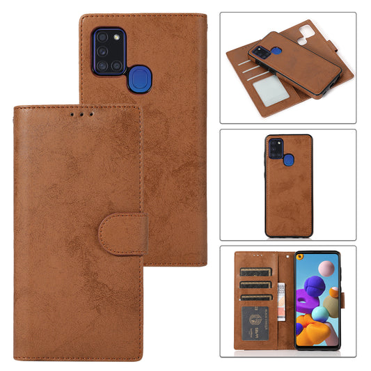 Samsung Galaxy A21s Leather Case Detachable Magneti Stand Multiple Card Slots