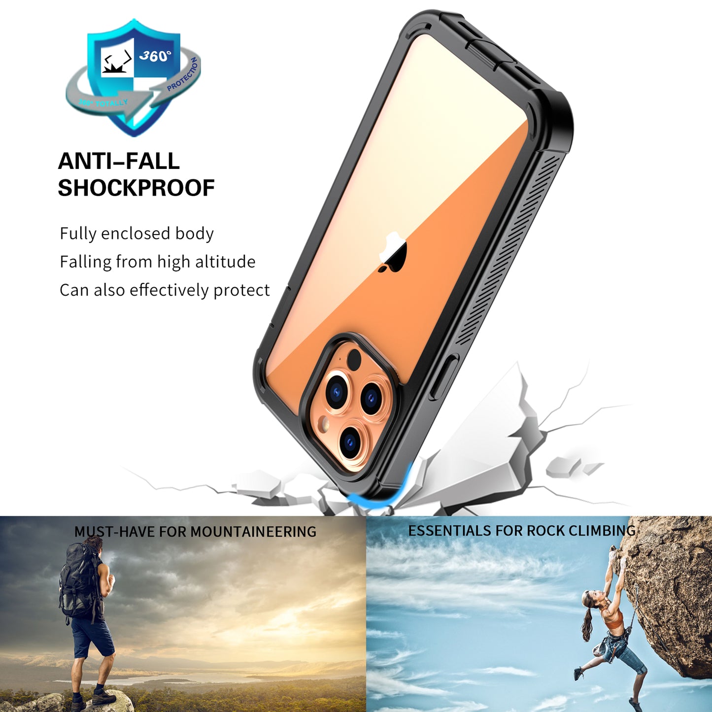 Apple iPhone 13 Pro Case Rugged 6.6ft Multi-layer Defense Built-in Screen Protector