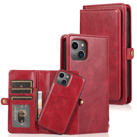 Apple iphone 13 Leather Case Detachable Magnetic Multiple Card Slots Cash Pockets