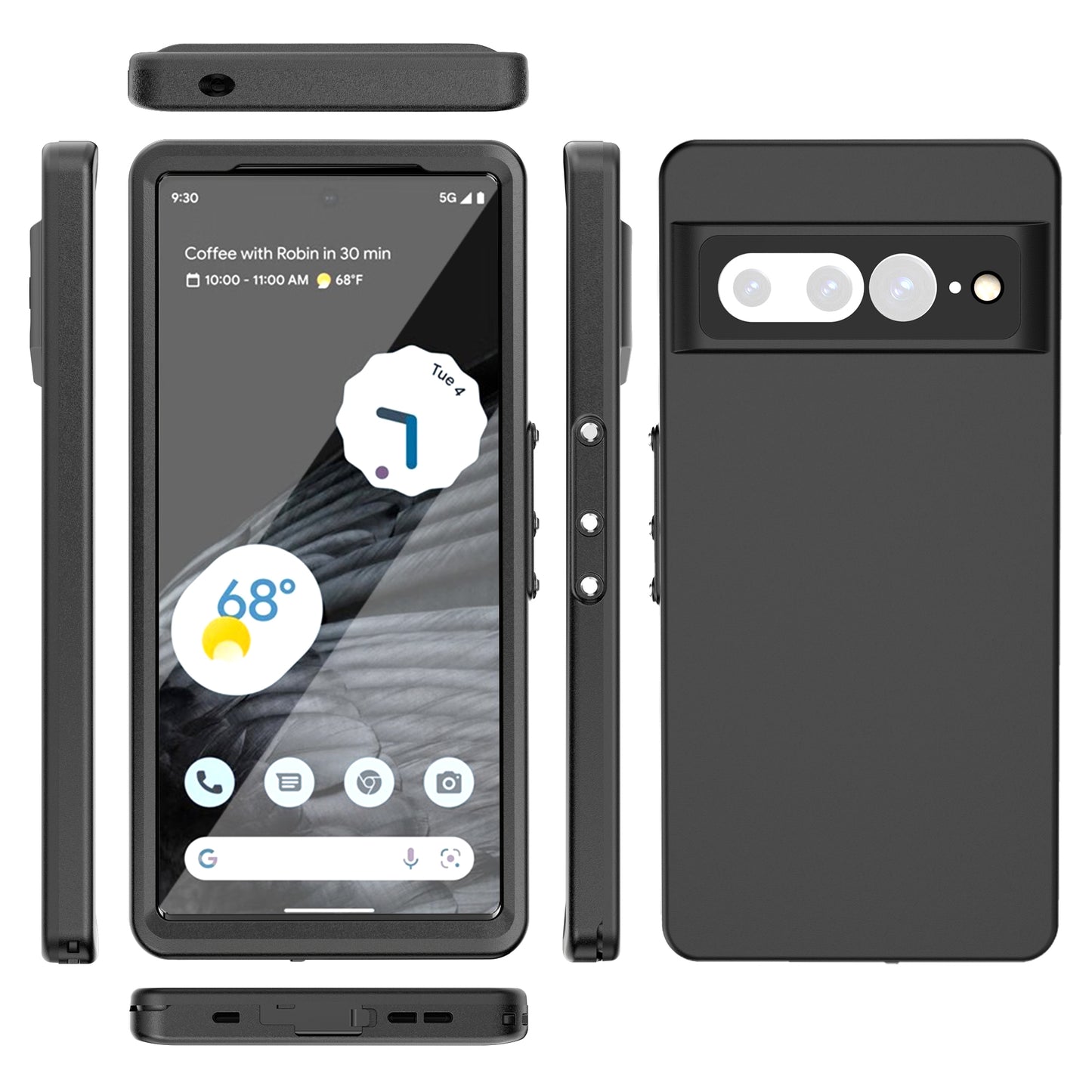 Google Pixel 7 Pro Case Waterproof 4 in 1 Clear IP68 Certification Full Protection