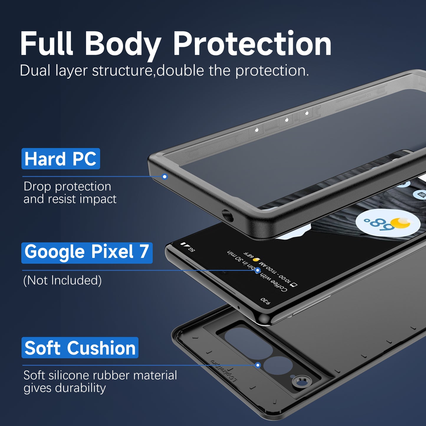 Google Pixel 7 Pro Case Waterproof 4 in 1 Clear IP68 Certification Full Protection