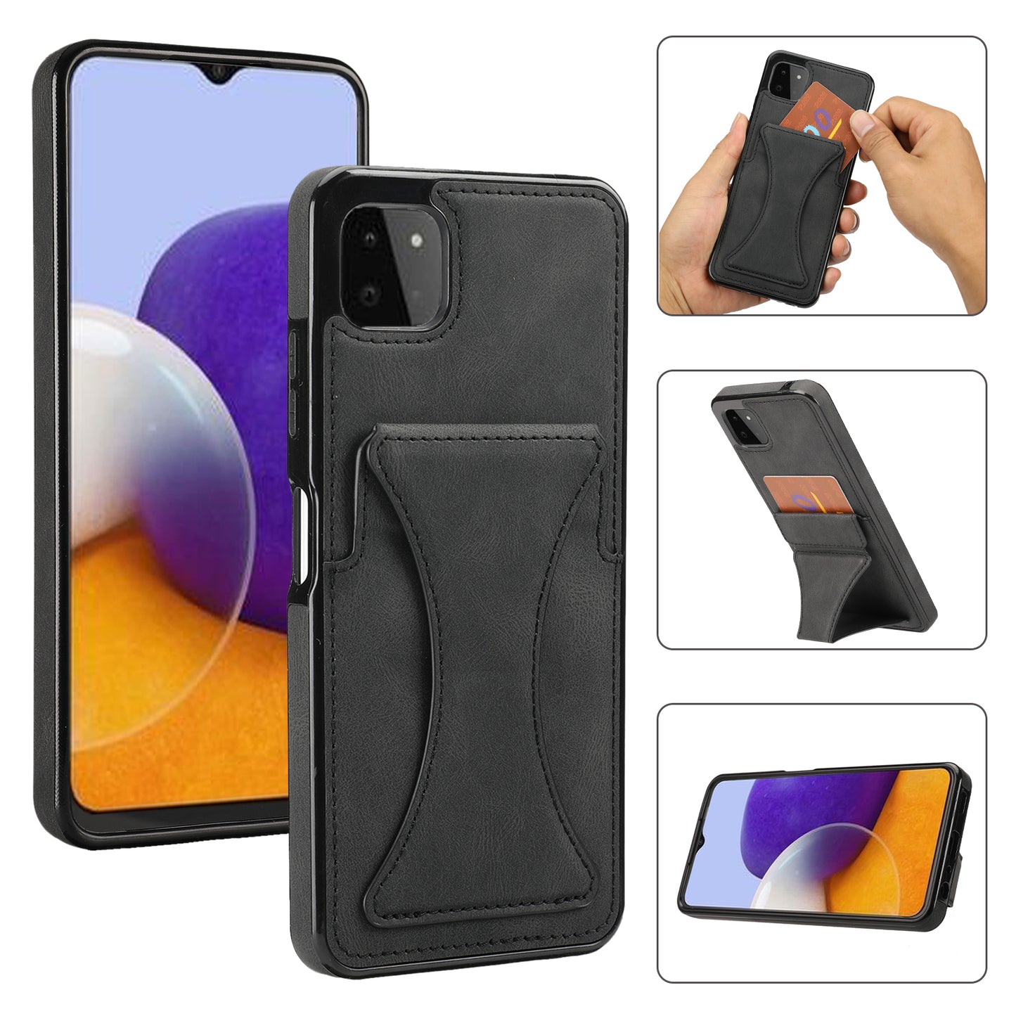 Samsung Galaxy A22s Leather Cover Dream Clip Stand with Card Holder Fashion