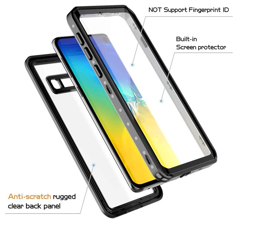 Samsung Galaxy S10 Case Waterproof IP68 Clear Full Protection Built-in Screen Protector