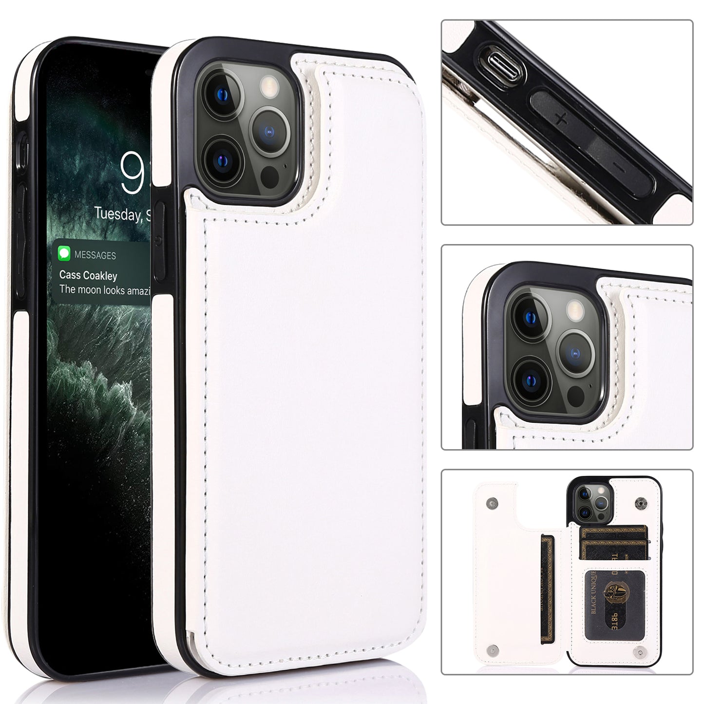 Apple iPhone 12 Pro Max Leather Cover Double Buckles Shock Resistant Multiple Card Slots Magnetic Fold Pocket