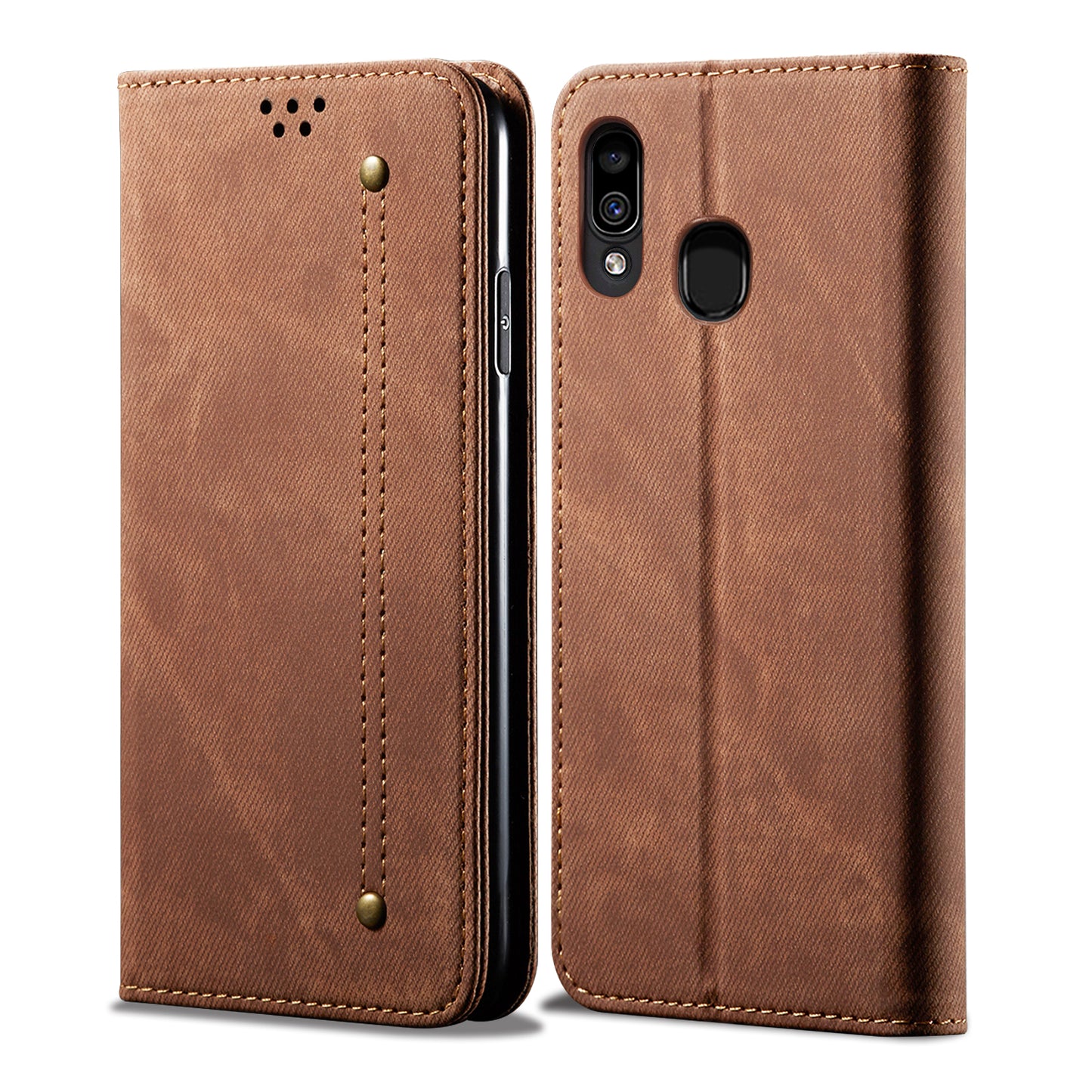 Samsung Galaxy A30 Case Demin Retro Frosted TPU Shell Magnetic Wallet Stand