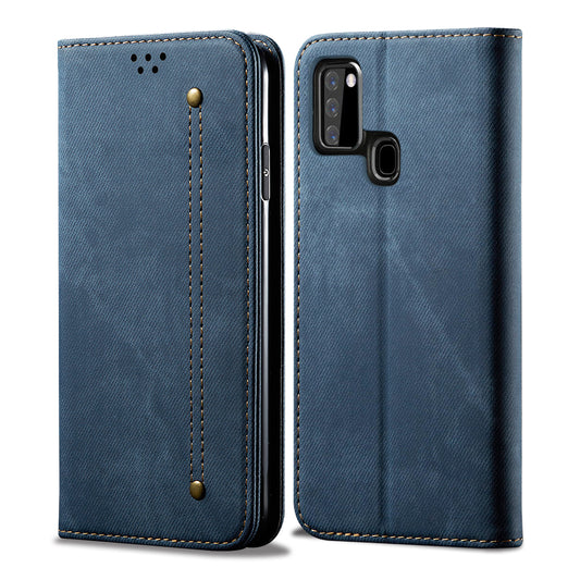 Samsung Galaxy A21s Case Demin Retro Frosted TPU Shell Magnetic Wallet Stand