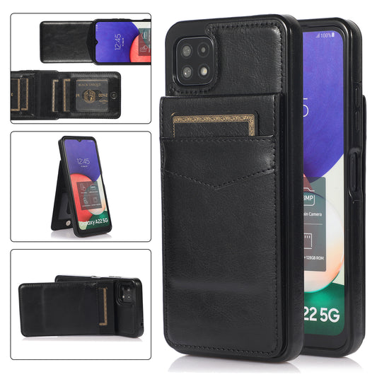 Samsung Galaxy A22s Leather Cover Vertical Horiznatal Kickstand with Card Slots