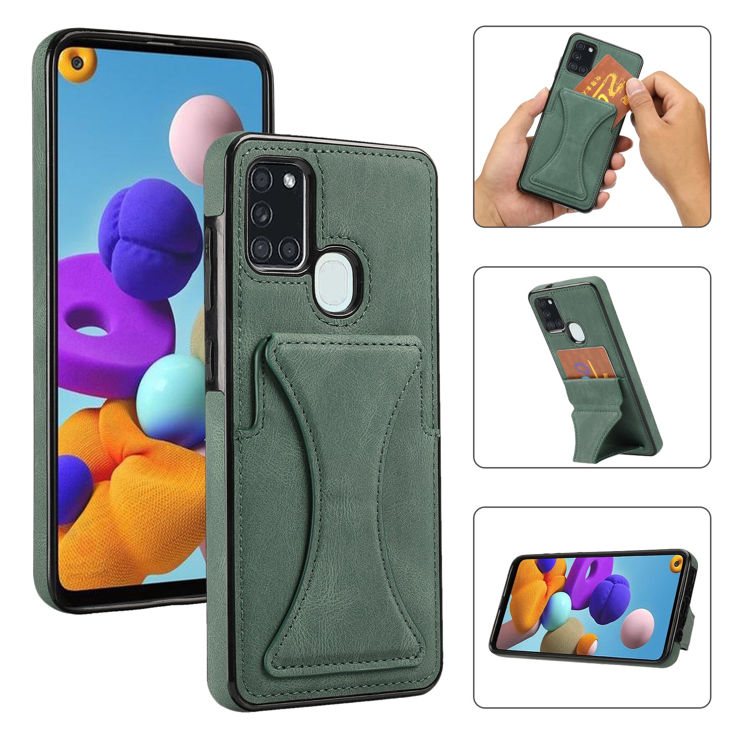 Samsung Galaxy A21s Leather Cover Dream Clip Stand with Card Holder Fashion