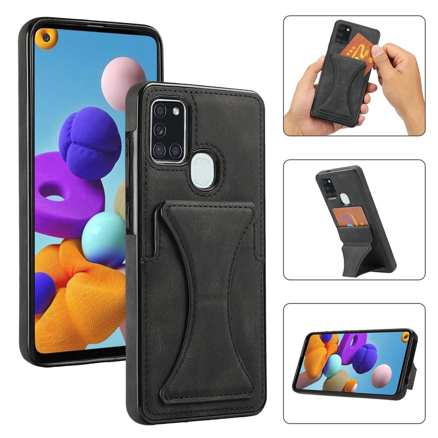 Samsung Galaxy A21s Leather Cover Dream Clip Stand with Card Holder Fashion