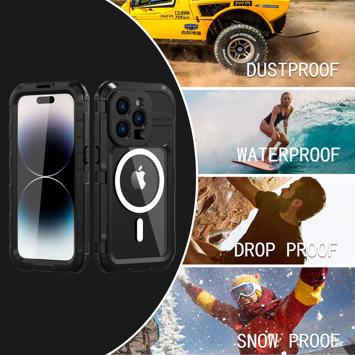 Apple iPhone 14 Pro Case Waterproof 4 Anti-Aluminum Alloy Diving Shell IP68 Professional