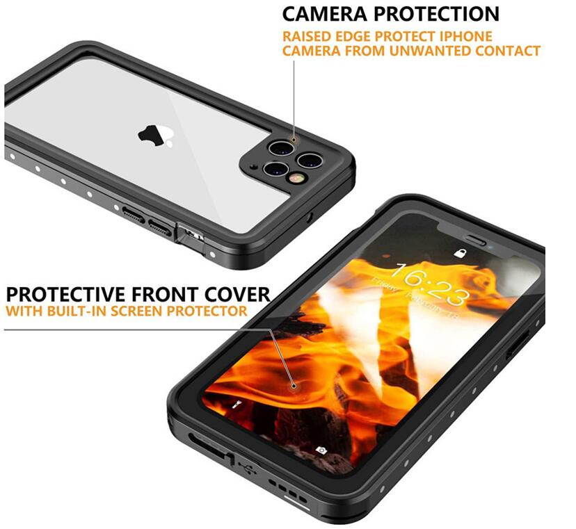 Apple iPhone 12 Pro Max Case Waterproof IP68 Clear Full Protection Built-in Screen Protector