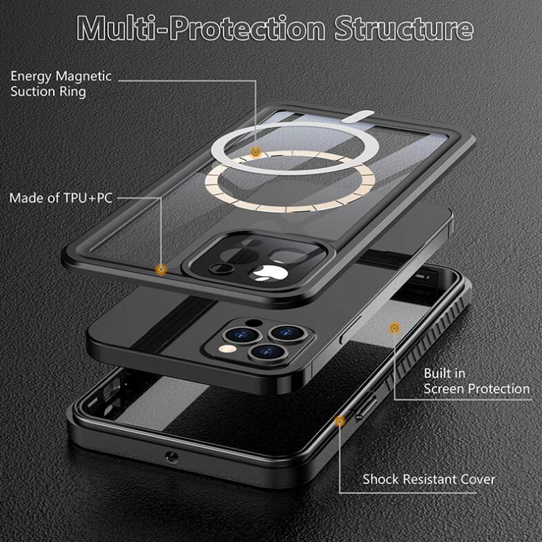 Apple iPhone 12 Pro Max Case Waterproof Magsafe Clear Bumper IP68 Certification Armor Combo