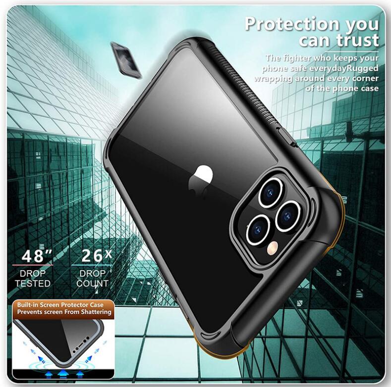Apple iPhone 12 Pro Case Rugged 6.6ft Multi-layer Defense Built-in Screen Protector