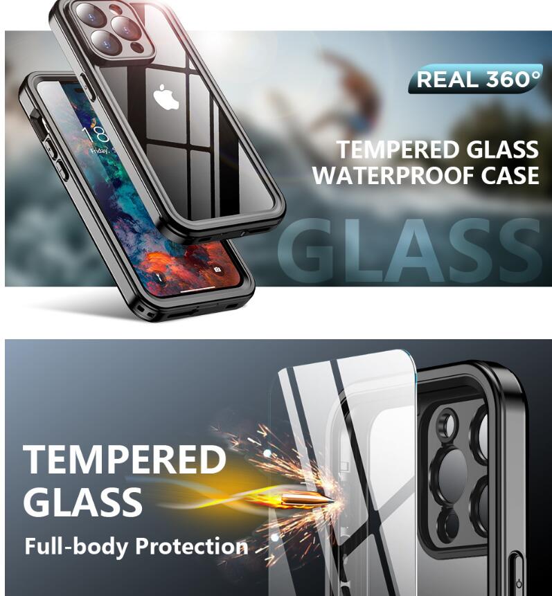 Apple iPhone 14 Pro Max Case Waterproof IP68 Clear Full Protection Built-in Screen Protector