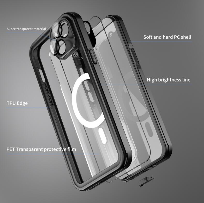 Apple iPhone 14 Plus Case Waterproof Magsafe HD Clear Full Protection IP68 Under Water 2M