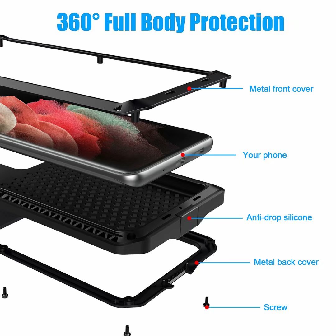 Samsung Galaxy S21 Ultra Cover Armor 360 Full Heavy Duty Protection IP54 Waterproof Metal PC